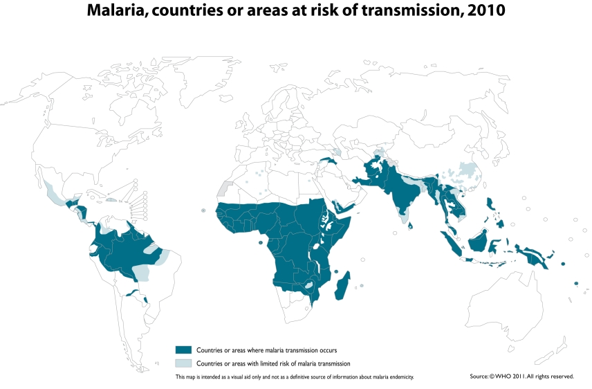 Χώρες και περοχές κνδύνου μετάδοσης ελονοσίας