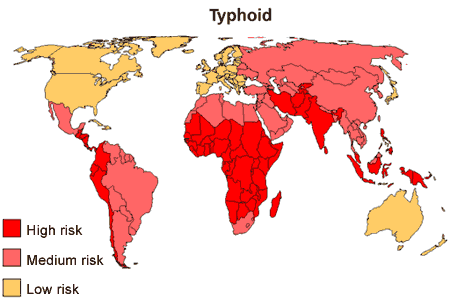 Περιοχές και χώρες κινδύνου για τυφοειδή πυρετό